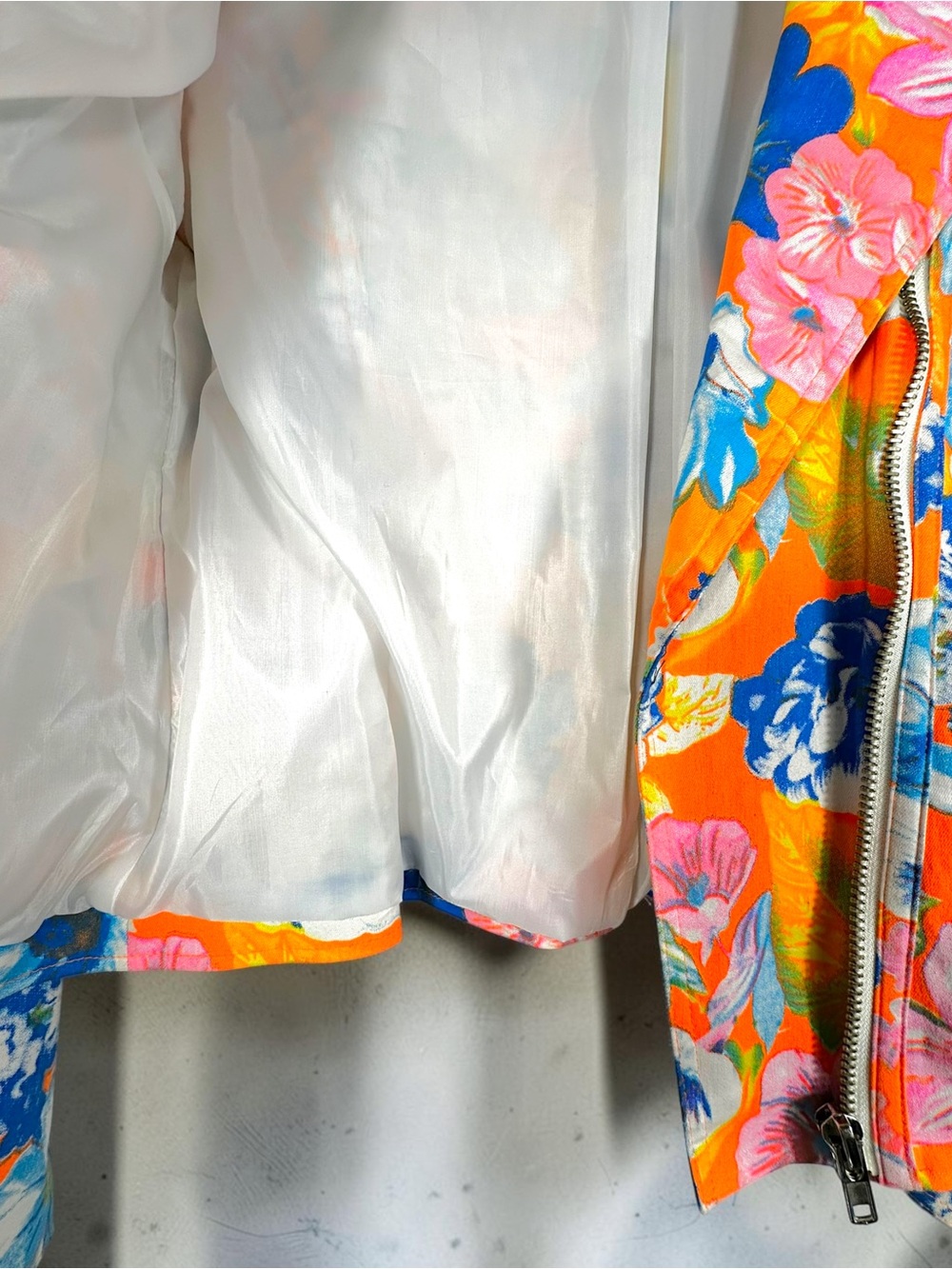 Smashed Lemon Large EUC Floral Moto Jacket Orange Blue Yellow Multi Colour Large - Picture 8 of 15